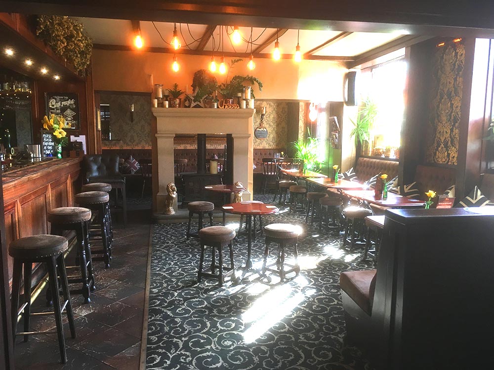 The sitting area inside the Golden Lion