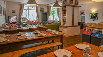 The dining area of the bunkhouse